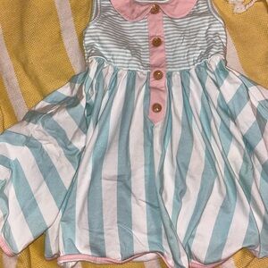 Sweethoney Striped Mint and Pink Dress with Buttons